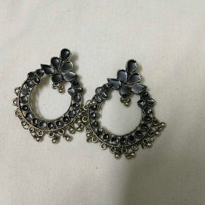 Oxidised Silver Jhumka Earrings