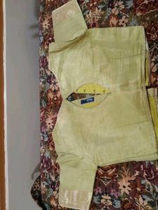 Pure silk saree with stitched blouse size 34