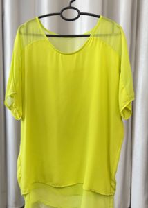 Vibrant Lime Sheer Layered Tunic Top