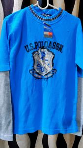 Blue high neck  top