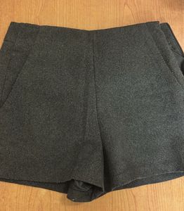 Chic Charcoal Grey Wool Blend Shorts
