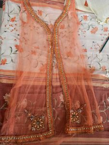 Embroidered Net Kurta