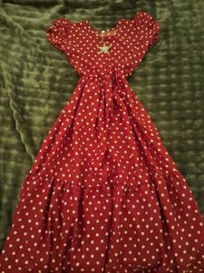 Chic Red Polka Dot Midi Dress