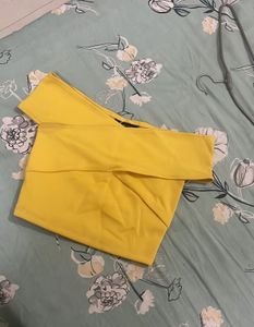 Yellow Off-Shoulder Crop Top