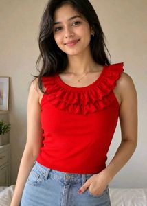 Red Ruffled Tank Top