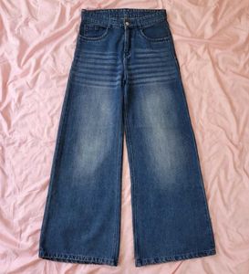 Wide Leg Blue Denim Jeans