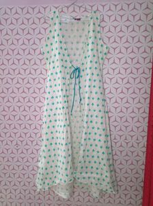 Desigual White Teal Print cotton shrug