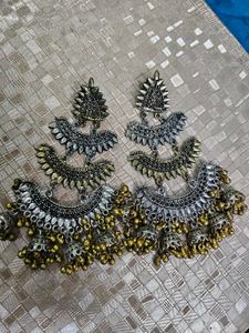 Oxidised Jhumka Earrings