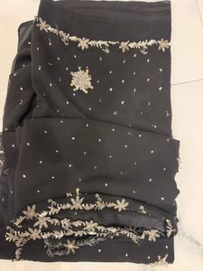 Elegant Black Embellished Saree