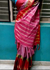Beautiful pink Red silk saree