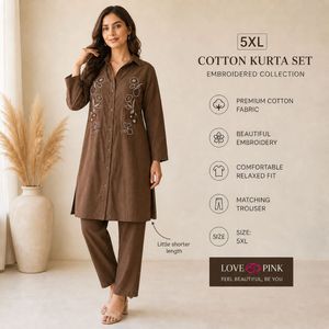 Embroidered Brown Co-ord Set
