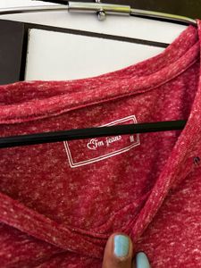 Red Ruffle Sleeve Top