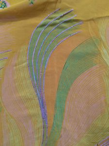 Pure Crepe Floral Hand work And Painted Sari