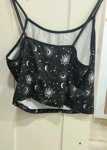 Celestial Print Crop Tank Top