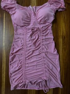 Chic Pink Ruched bodycon mini Dress