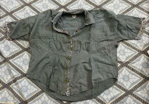 Chic Olive Green Button-Up Top