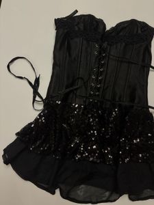 Mini Corset Black Dress With Sequin