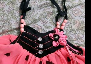 Black And Hot  Pink Phrill  Crop Top