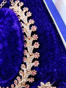 Stunning Pink Stone Necklace &amp; Earring Set