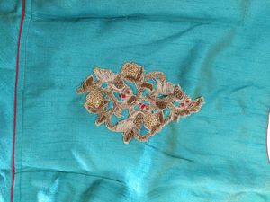 Peplum Sea Green Blouse With Backside Khatliwork P