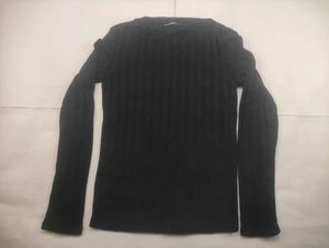Classic Black Ribbed Long Sleeve Top
