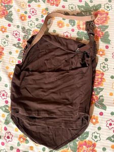 Stylish Brown tops with leather chain halter neck