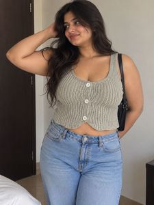 Knitted Button-Up Tank Top