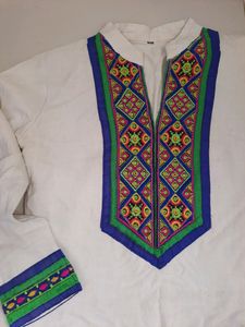 Embroidered White Kurti