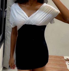 Chic Black & White Mini Dress