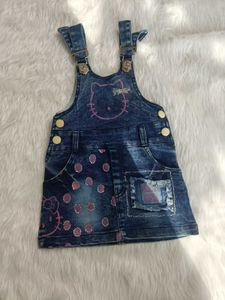 Adorable Hello Kitty Denim Overalls Dress for Girl