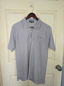 Men's Grey Zip Polo Shirt