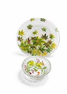 Floral Glass Bowl & Plate Set