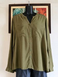 Olive Green Button-Up Casual Shirt
