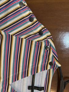Striped V-Neck Short Sleeve Top