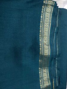 Elegant Teal Saree with Gold Border