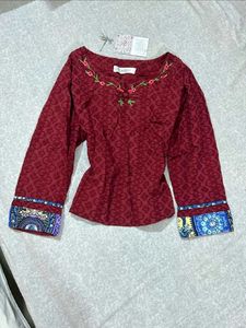 Maroon Cheongsam Knot Kurti