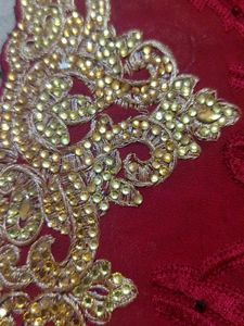 Stunning Red Embroidered Saree
