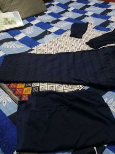 Nevy blue cotton pahadi kurta set