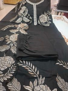 Embroidered Black Kurta Suit