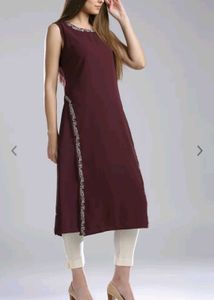 W Brand Elegant Maroon Embroidered Kurta