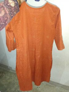 Orange Embroidered Kurta