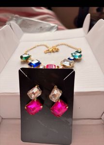 Statement Gemstone Necklace &amp; Earring Set
