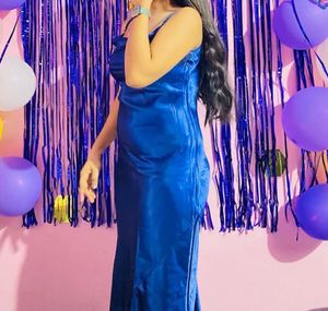 Stunning Royal Blue Satin Evening Gown