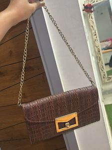 Elegant Brown Textured Clutch Bag