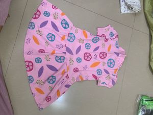 combo of Cute Pink Fruit Print Dress