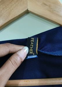 Purple Feather Navy Blue Skater Skirt (Women's)