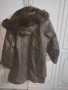 Fur Hooded Leather Coat