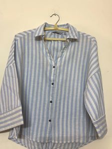 Blue Striped Button-Up Shirt