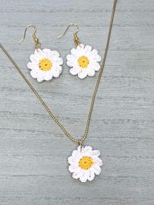 Crochet heart Necklace &amp; Earrings Set❤