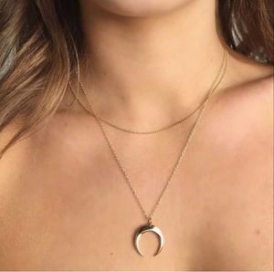 Double Layered Crescent Moon Necklace